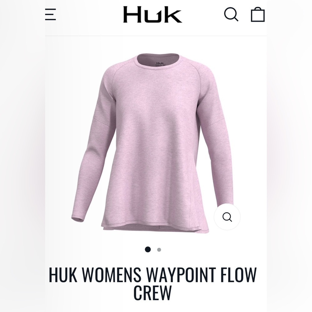 NWT Huk Women’s Waypoint Crew Long Sleeve Tee Large Winsome Orchid Purple